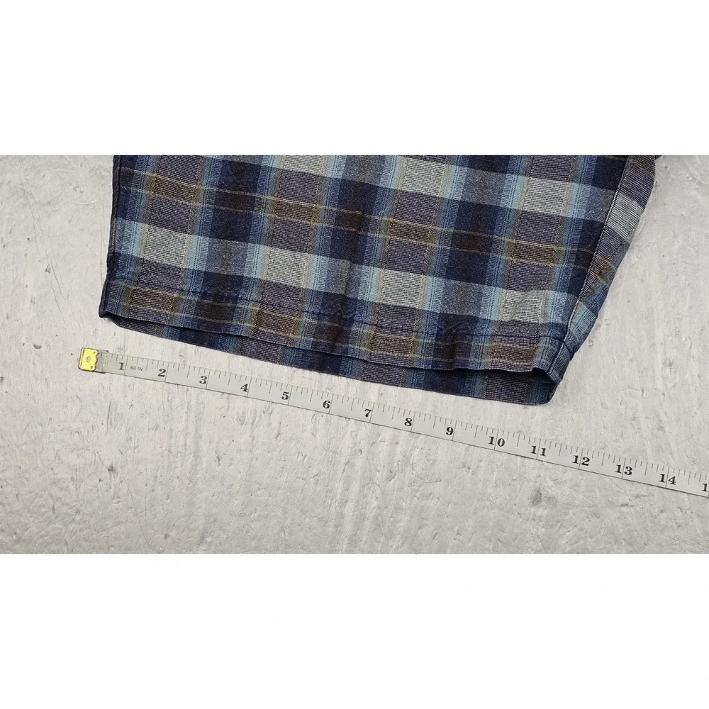 Tommy Bahama Shorts Mens 38 Blue Plaid Linen Tencel Pocket Casual Flat Front